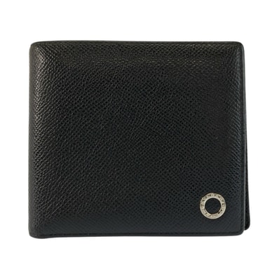 美品 BVLGARI ブルガリ ブルガリブルガリ ブラック 黒 シルバー金具 レザー 折財布 コンパクトウォレット 602583 【中古】