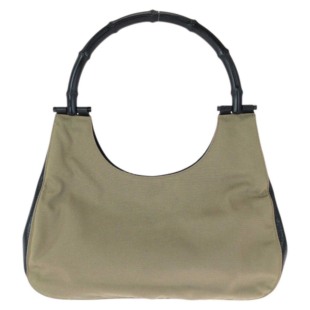 美品 GUCCI グッチ バンブー ホーボー カーキ ブラック シルバー金具 ナイロン レザー/ ハンドバッグ 601505 【中古】