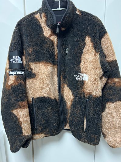 Supreme x The North Face Bleached Denim Print Fleece Jacket "Black"