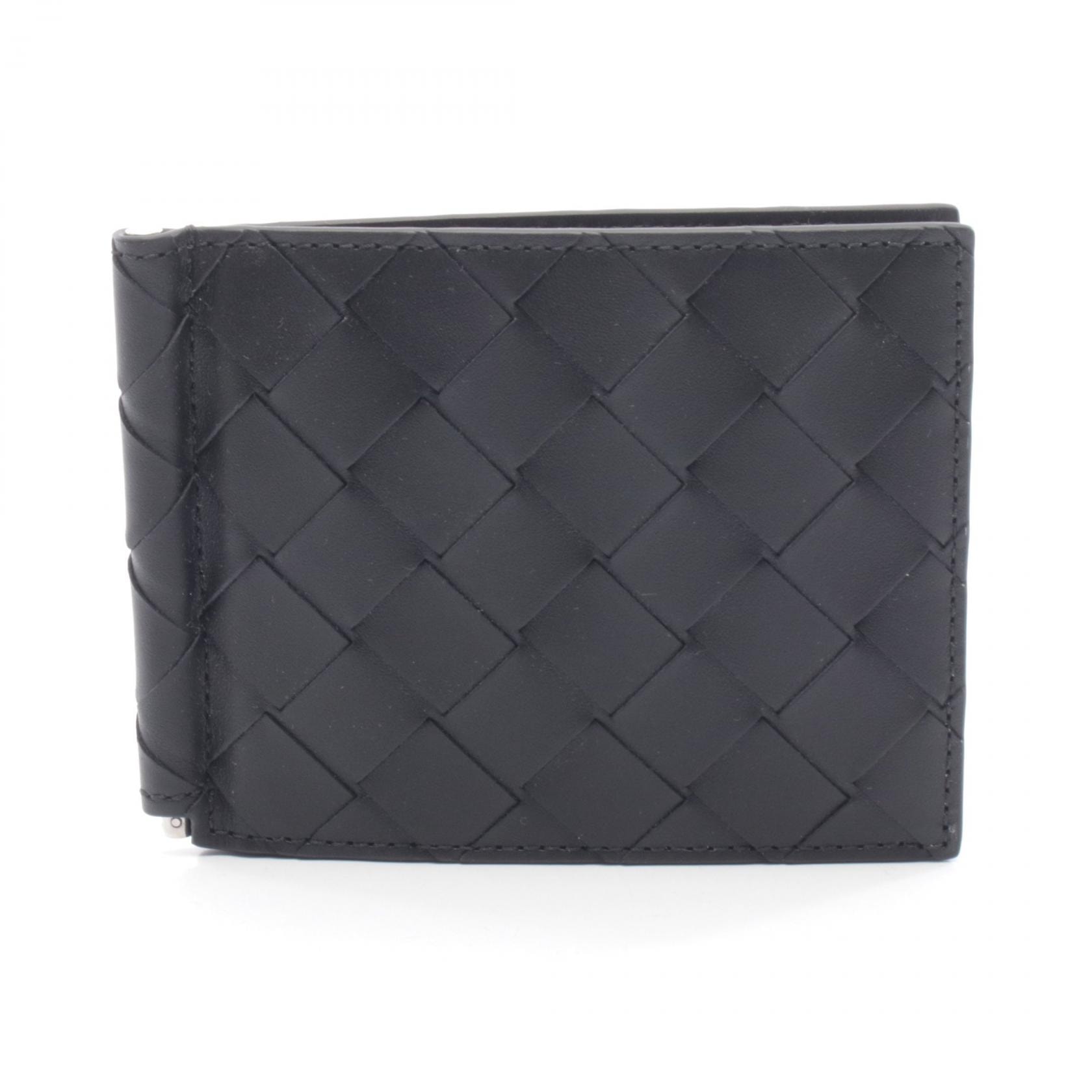 ボッテガヴェネタ BOTTEGA VENETA イントレチャート マネークリップ 札入れ 財布 レザー メンズ ブラック系 749404VCPQ48803 【新品】