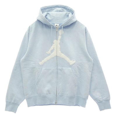 Supreme シュプリーム NIKE AIR JORDAN ナイキ ジョーダン 26SS Zip Up Hooded Sweatshirt ジップアップ フーデッド パーカー スウェットシャツ ライトブルー系 ホワイト系 S【極上美品】【中古】