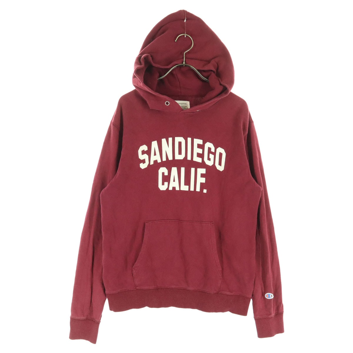 Champion チャンピオン カレッジプリント 長袖 スウェットパーカー M レッド