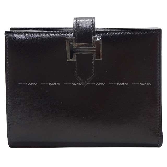 HERMES エルメス 二つ折り財布 ベアンコンパクト ソーブラック モノクローム 黒 (ブラック) ボックスカーフ ブラック金具 W刻印 新品