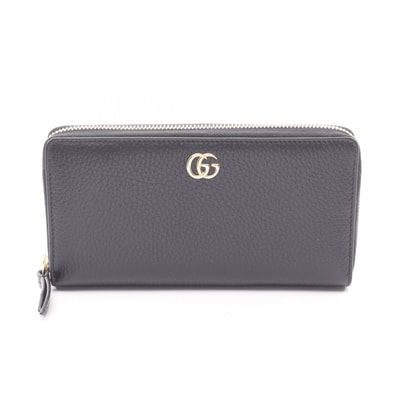 グッチ GUCCI プチマーモント GGマーモント ラウンド長財布 財布 レザー レディース ブラック系 456117 【中古】