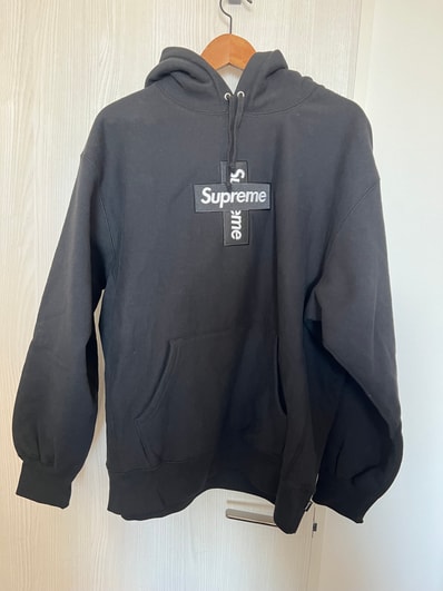 Supreme Cross Box Logo Hooded Sweatshirt "Black"