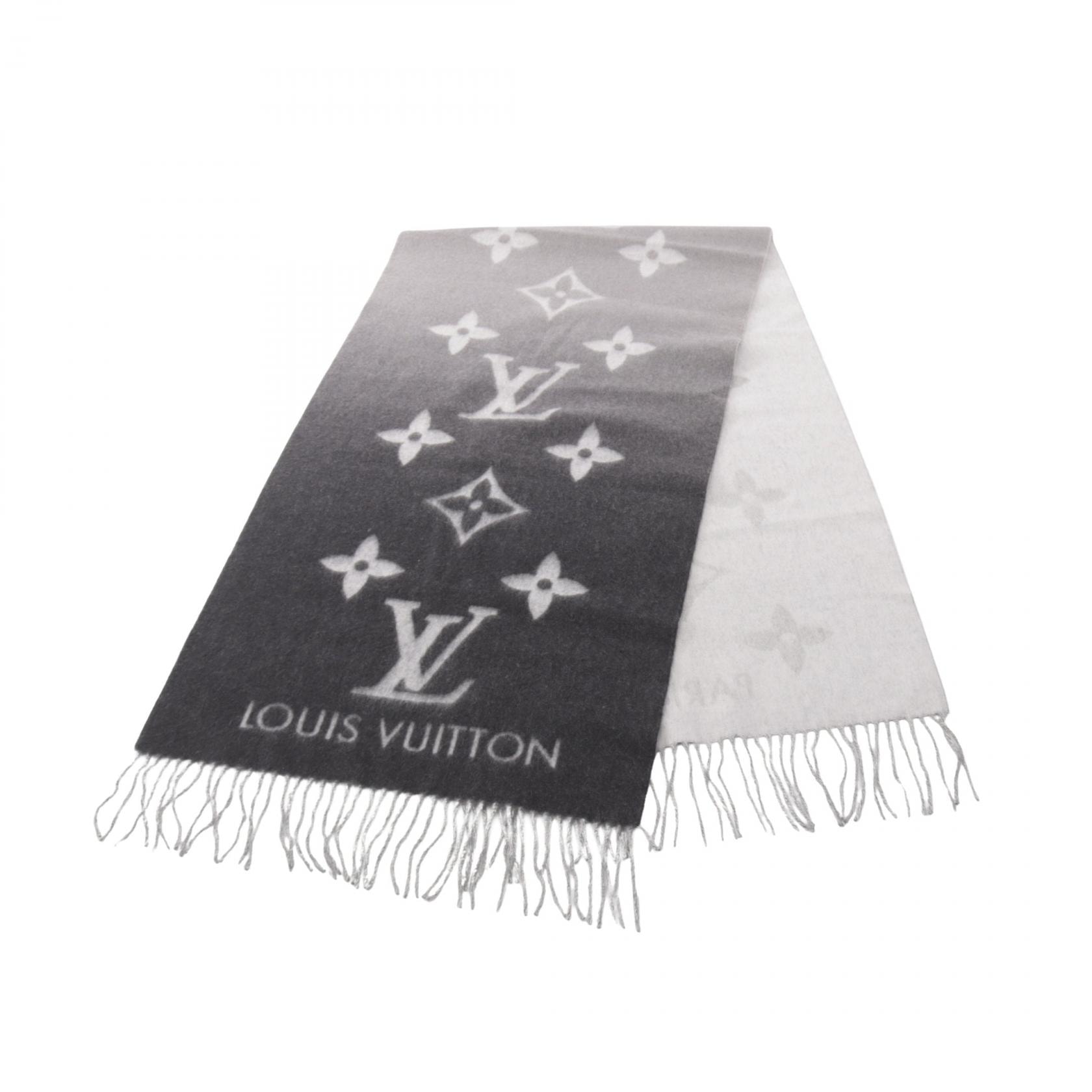 ルイ・ヴィトン LOUIS VUITTON レイキャビック グラディエント モノグラム マフラー 衣料品 カシミヤ グレー レディース ブラック系 / グレー系 M76336 【中古】