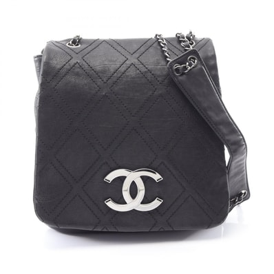 シャネル CHANEL ダイヤステッチ ショルダーバッグ バッグ レザー レディース ブラック系 【中古】