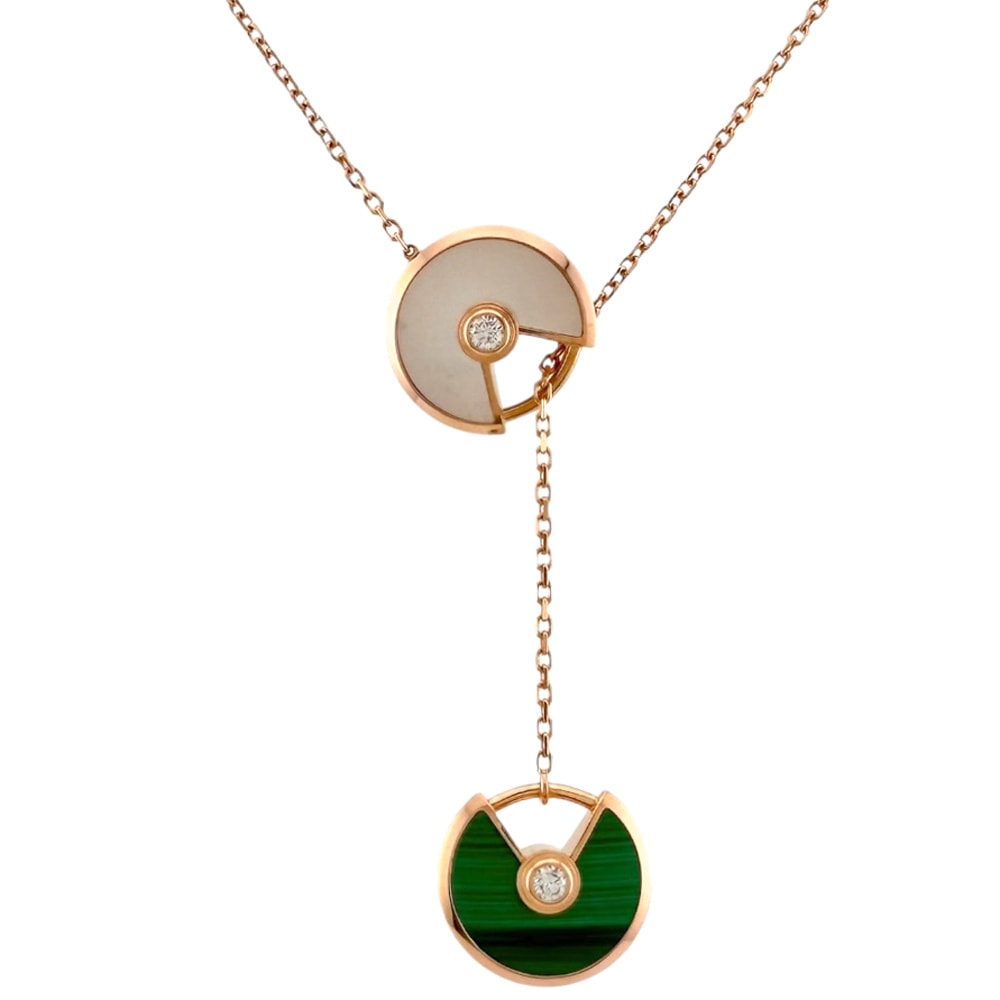 カルティエ アミュレット ネックレス 18金 K18ピンクゴールド マザーオブパール レディース CARTIER  中古