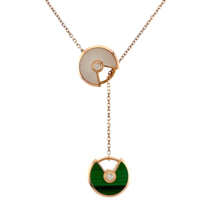 カルティエ アミュレット ネックレス 18金 K18ピンクゴールド マザーオブパール レディース CARTIER 中古