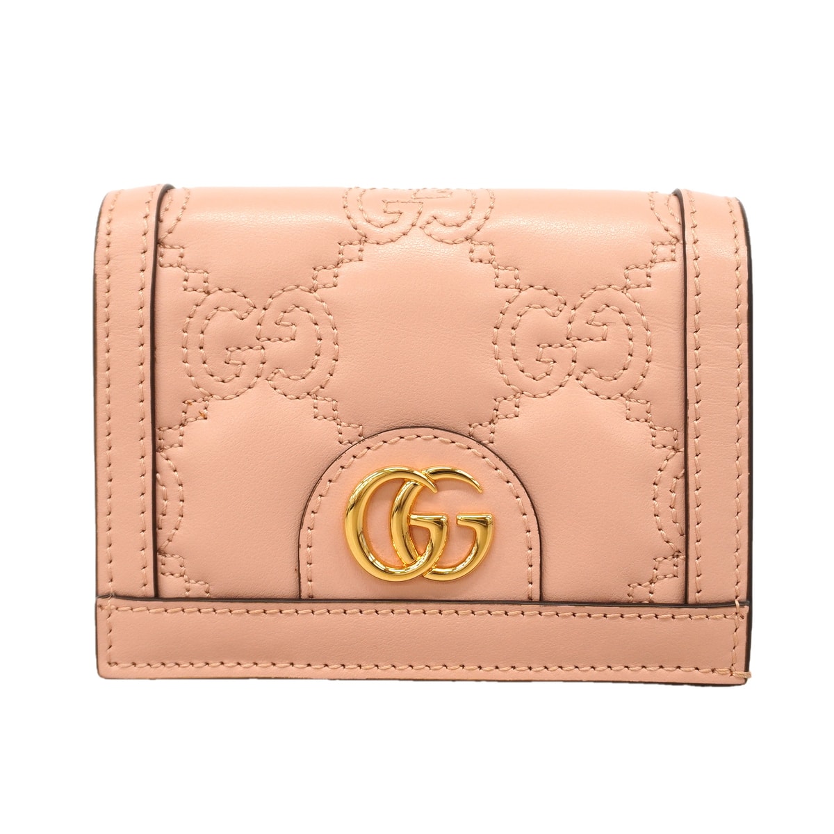 【6hc1493-k】グッチ 財布 GGマトラッセ 723786 レザー ピンク ゴールド金具【中古】レディース