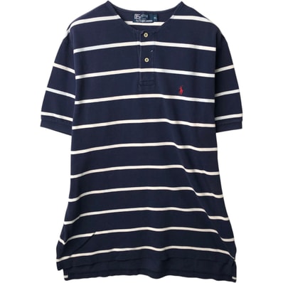古着 ラルフローレン Ralph Lauren POLO by Ralph Lauren カットオフ 半袖 ボーダー ポロシャツ メンズXL相当/eaa635185