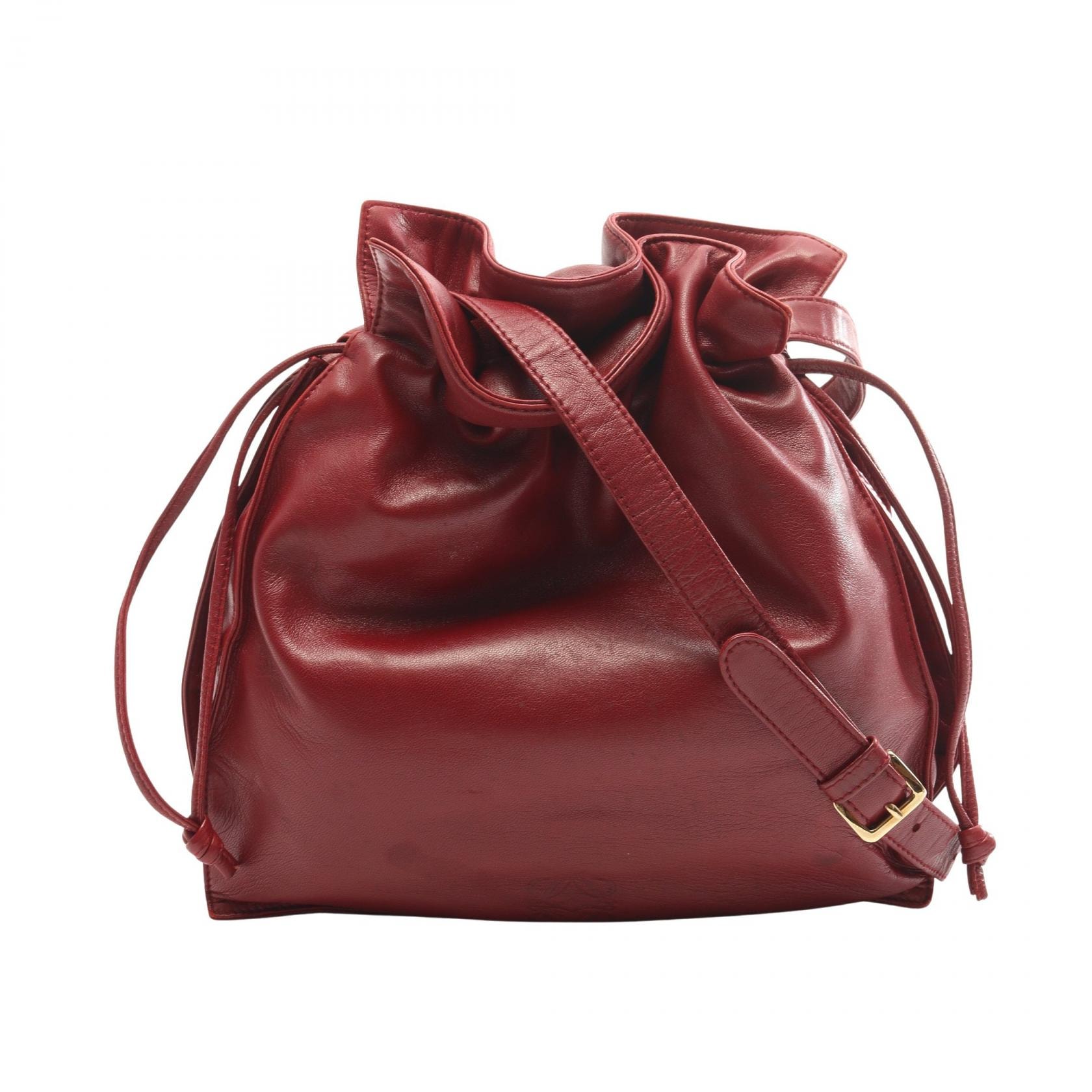 ロエベ LOEWE アナグラム ショルダーバッグ バッグ レザー レディース ボルドー系 【中古】