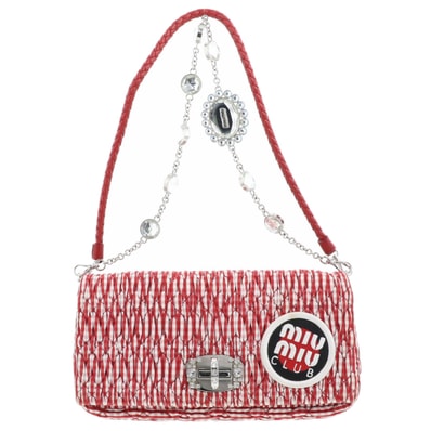 MIUMIU ミュウミュウ CLUB マテラッセ 3WAY ショルダーバッグ 5BD233 レディース キャンバス/クリスタル レッド 【中古】