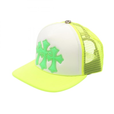 Chrome Hearts 3 Cross Patches Trucker Cap "Yellow/Green"