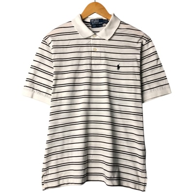 古着 ラルフローレン Ralph Lauren POLO by Ralph Lauren MOISTURE MANAGEMENT 半袖 ボーダー ポロシャツ メンズM相当/eaa566788