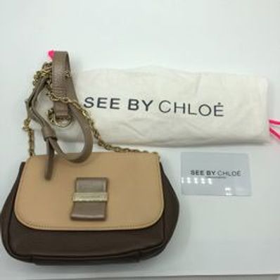 Chloe See By Chloe Mini Chain Shoulder Bag "Beige"