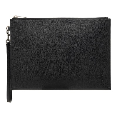 サンローラン YSLロゴ クラッチバッグ セカンドバッグ 686510 ブラック レザー メンズ SAINT LAURENT 【中古】