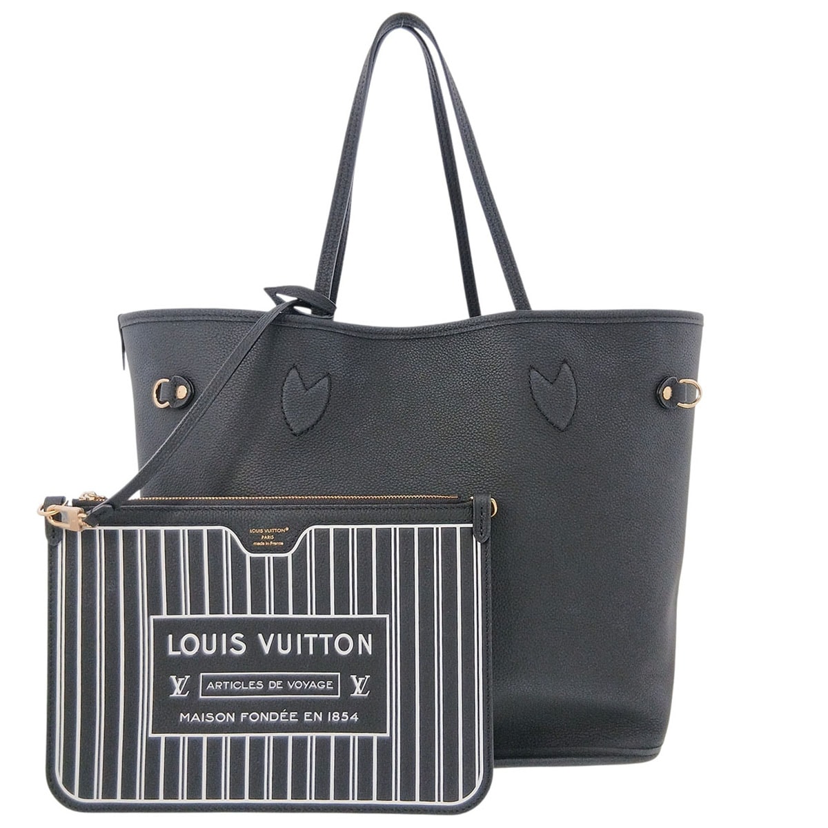LOUIS VUITTON ルイ・ヴィトン ネヴァーフル インサイドアウトMM トートバッグ M11946 モノグラム レザー ブラック ブラウン  レディース【中古】