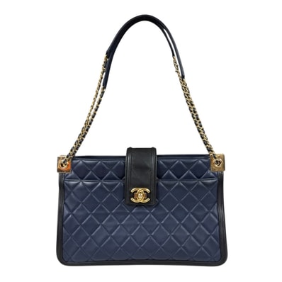 シャネル ボーイシャネル ショルダーバッグ ラムスキン ネイビー レディース CHANEL 中古