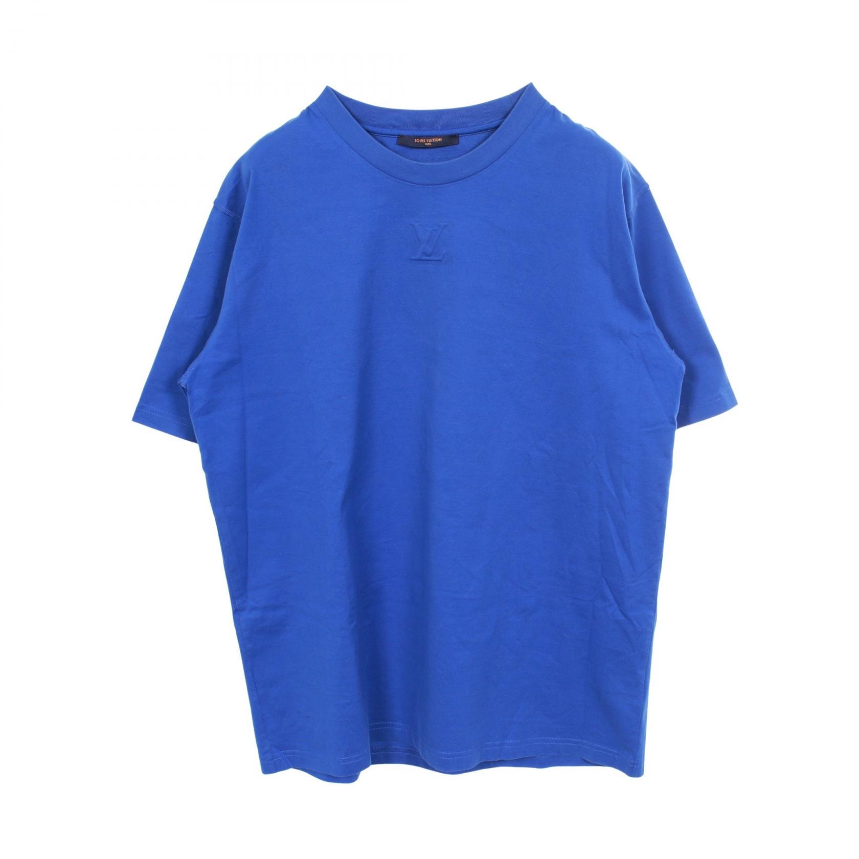 ルイ・ヴィトン LOUIS VUITTON エンボスLVロゴ 半袖Tシャツ 衣料品 トップス コットン メンズ ブルー系 【中古】