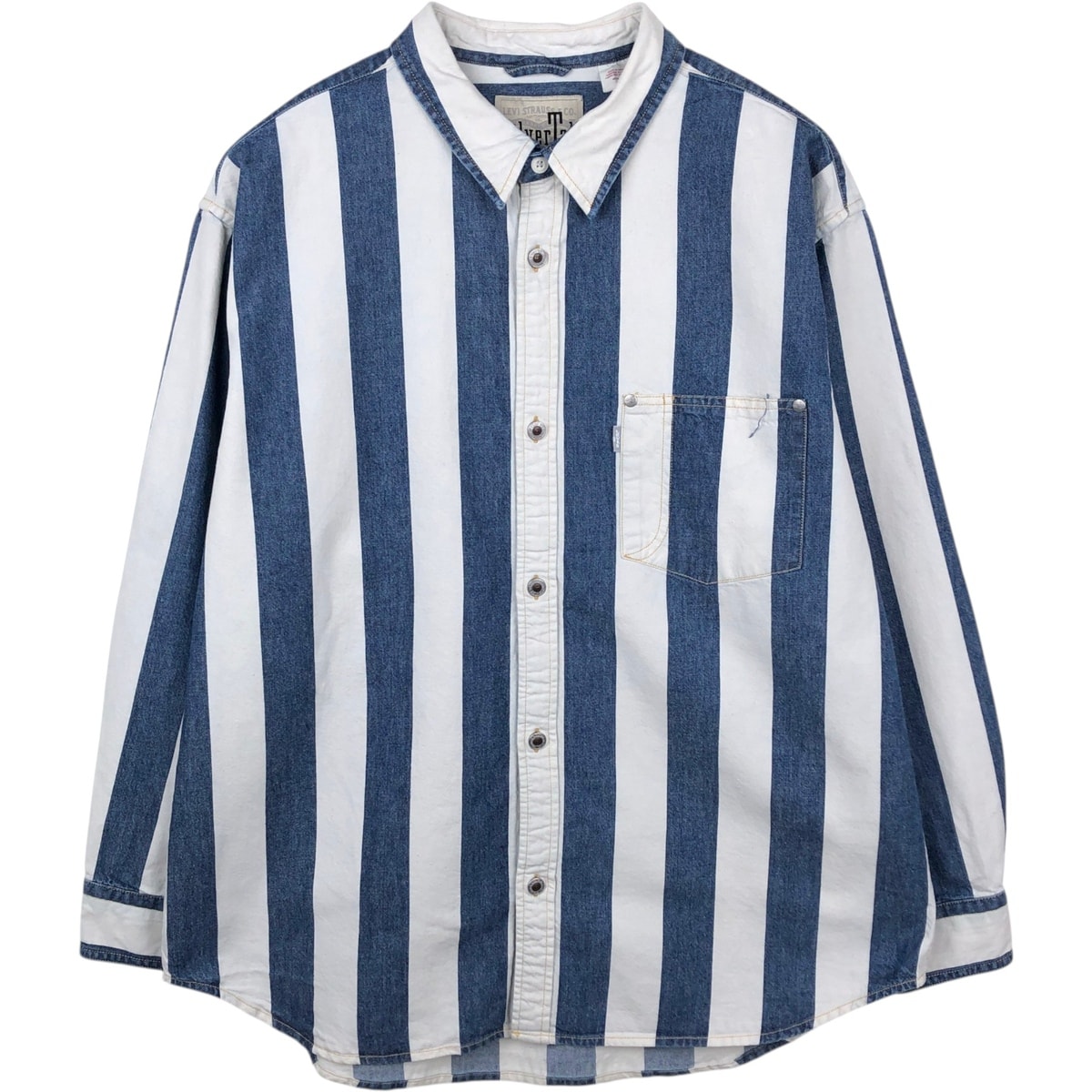 古着 リーバイス Levi's SILVER TAB シルバータブ ストライプ柄 長袖 デニムシャツ メンズM相当/eaa678287