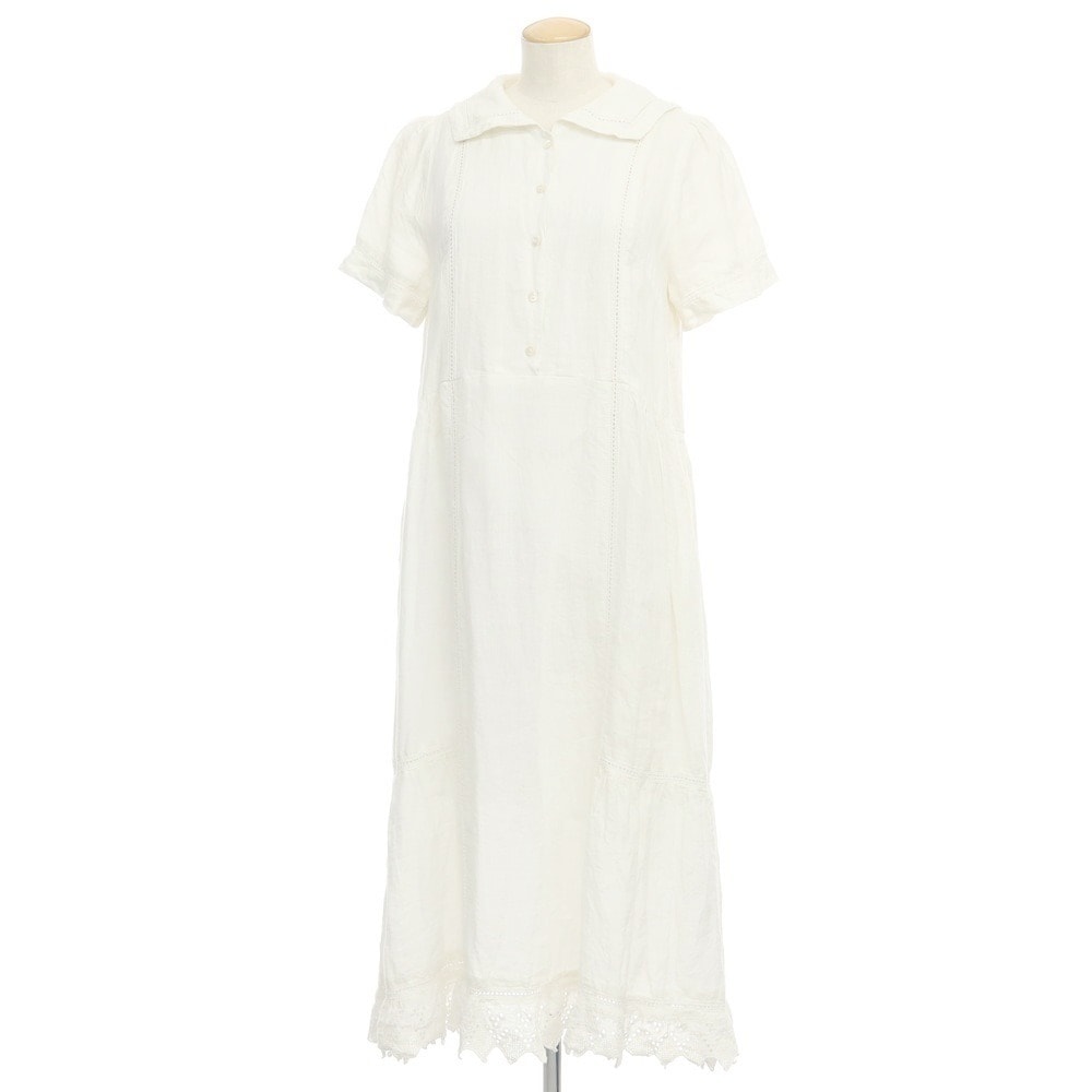 【中古】ロンハーマン Ron Herman リネン 半袖 ワンピース オフホワイト【サイズS】【レディース】