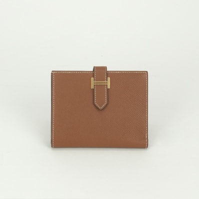 エルメス HERMES ベアンコンパクト ベアン コンパクト 財布 二つ折り財布 ミニ財布 ミニウォレット ゴールド Gold ブラウン Brown 茶 ゴールド金具 ヴォーエプソン