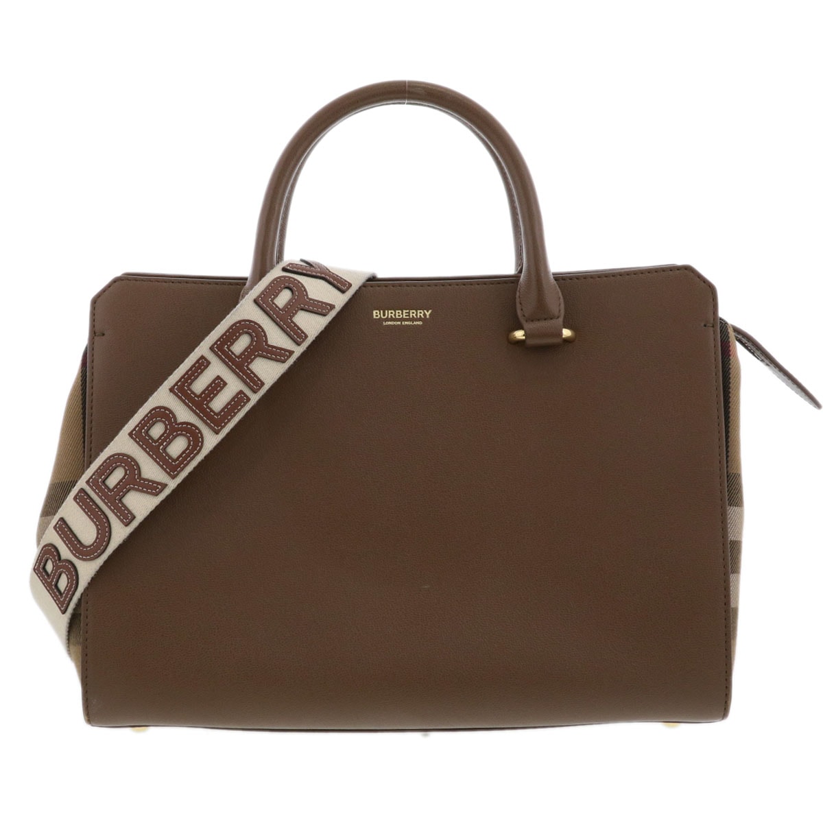BURBERRY バーバリー ハンド バッグ トートバッグ レザー ブラウン  レディース【中古】