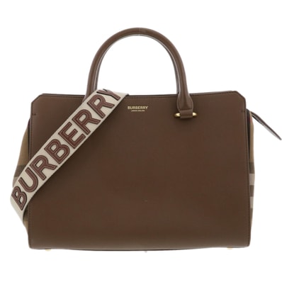 BURBERRY バーバリー ハンド バッグ トートバッグ レザー ブラウン レディース【中古】