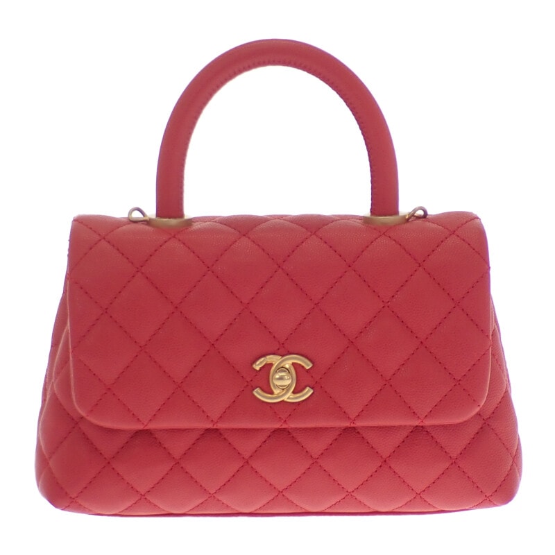 シャネル CHANEL ココハンドルXS A92990 ショルダーバッグ キャビアスキン レッド ゴールド金具 レディース【中古】【ABランク】