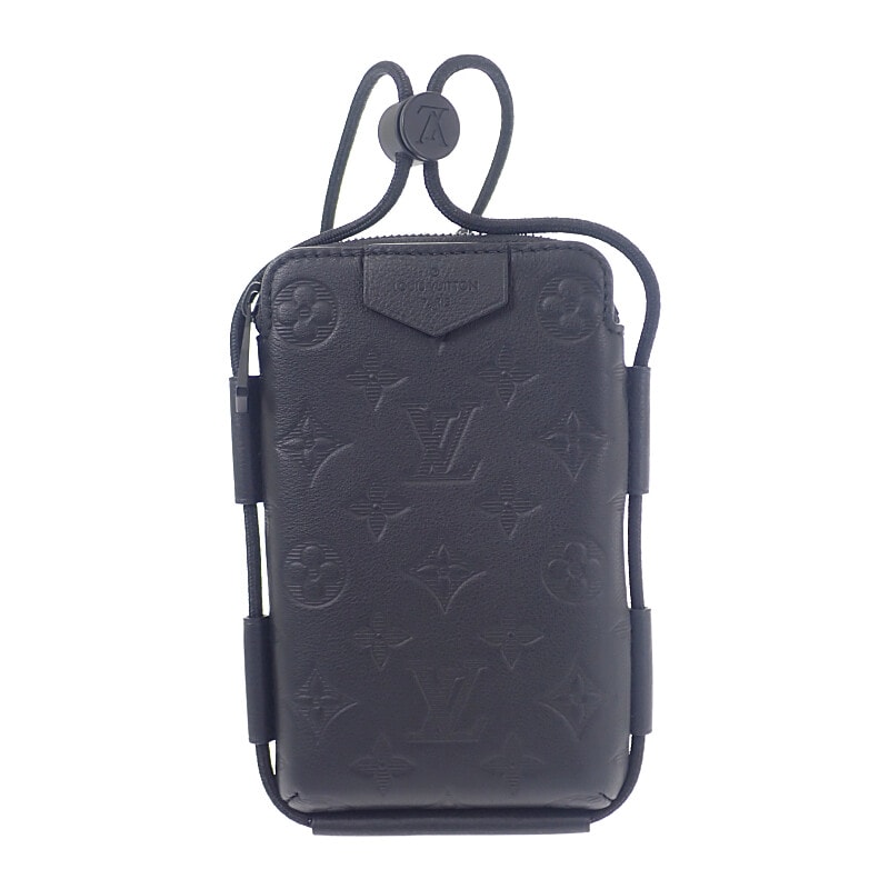 ルイヴィトン LOUIS VUITTON レースアップ・ポーチ M12601 ショルダーバッグ モノグラムシャドウ ブラック メンズ レディース【中古】【Aランク】
