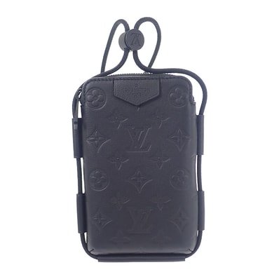 ルイヴィトン LOUIS VUITTON レースアップ・ポーチ M12601 ショルダーバッグ モノグラムシャドウ ブラック メンズ レディース【中古】【Aランク】