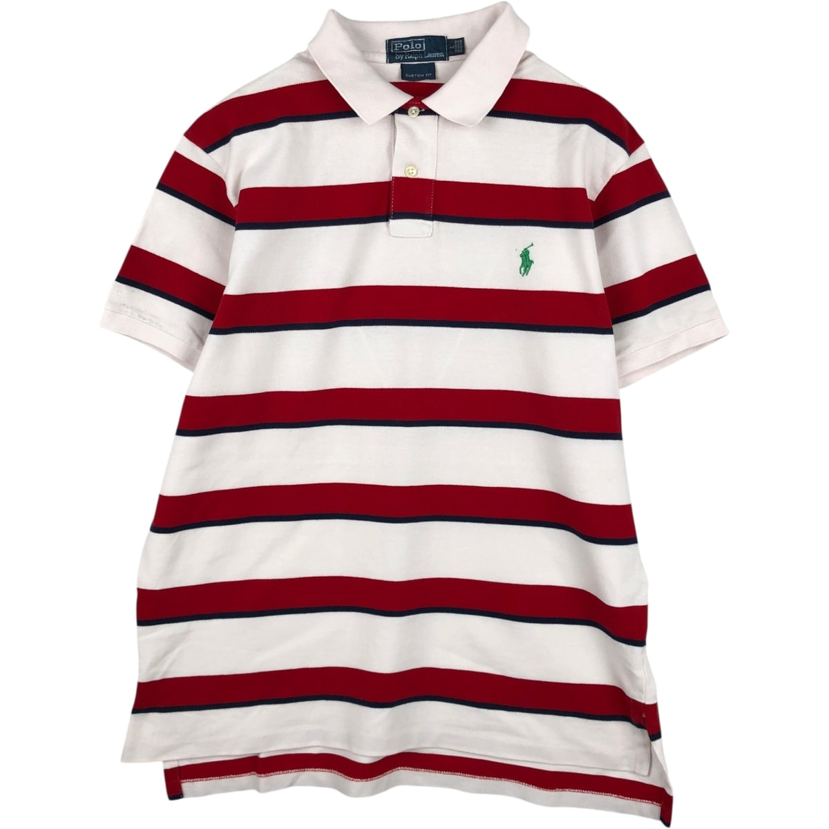 古着 ラルフローレン Ralph Lauren POLO by Ralph Lauren CUSTOM FIT マルチボーダー 半袖 ボーダー ポロシャツ メンズL相当/eaa635178