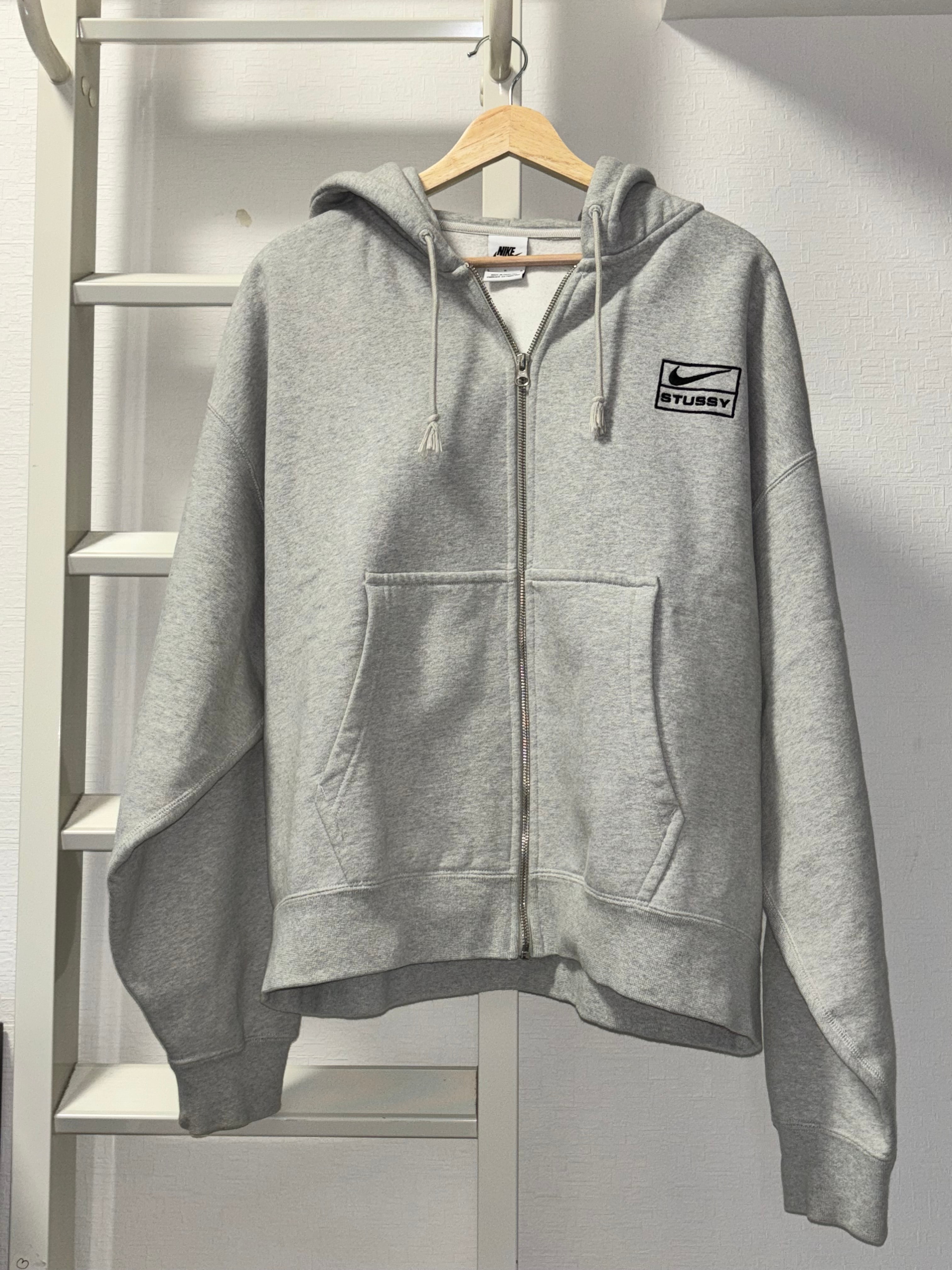 Stussy x Nike Fleece Zip Hoodie "Grey Heather" (US Size) FJ9181-050