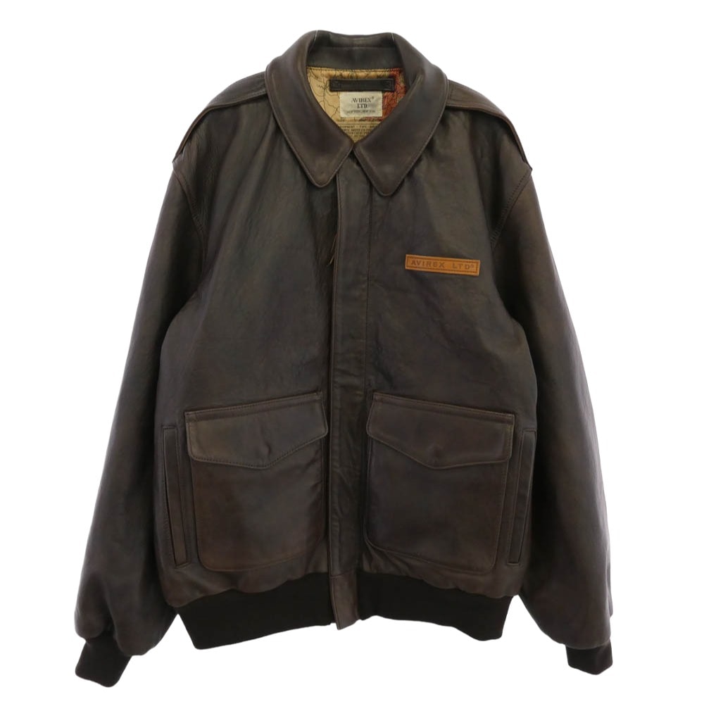 AVIREX アヴィレックス レザージャケット 783-3950011 A-2 FLIGHT JACKET ANTIQUE LANB アンティークラム レザー フライトジャケット ブラウン系 44【中古】