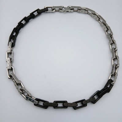 LOUIS VUITTON ルイ・ヴィトン コリエ モノグラム チェーンネックレス ネックレス M00677 シルバー ブラック メンズ【中古】