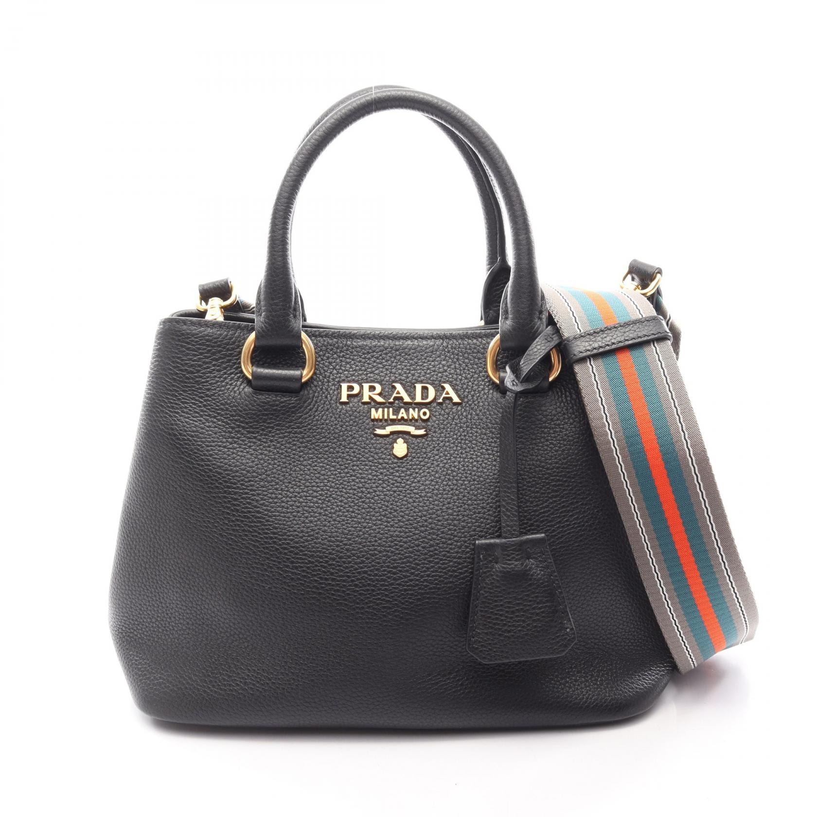 プラダ PRADA VITELLO PHENIX 2WAY ハンドバッグ バッグ レザー レディース ブラック系 1BA411 【中古】