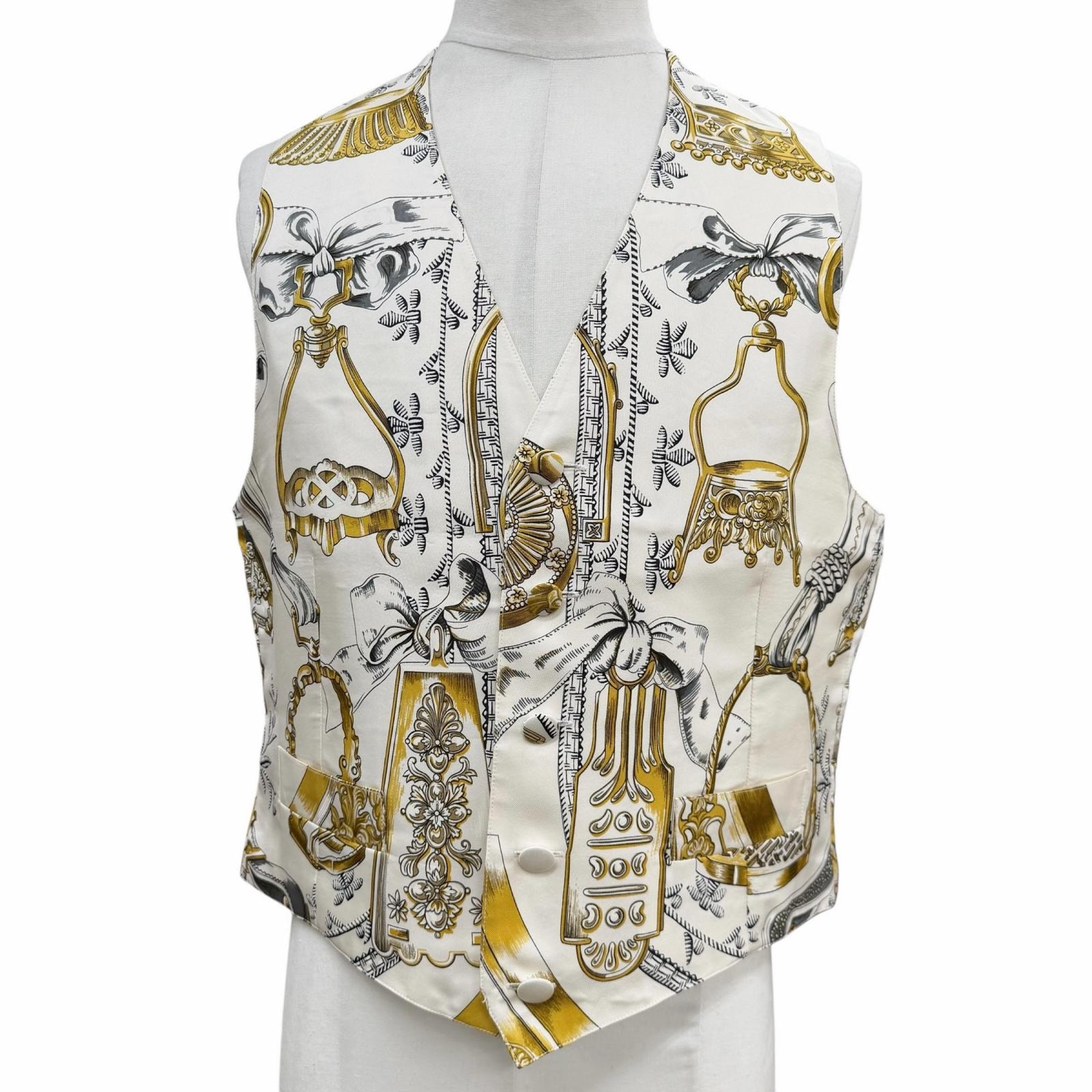 極美品 エルメス ベスト ホワイト メンズ 52