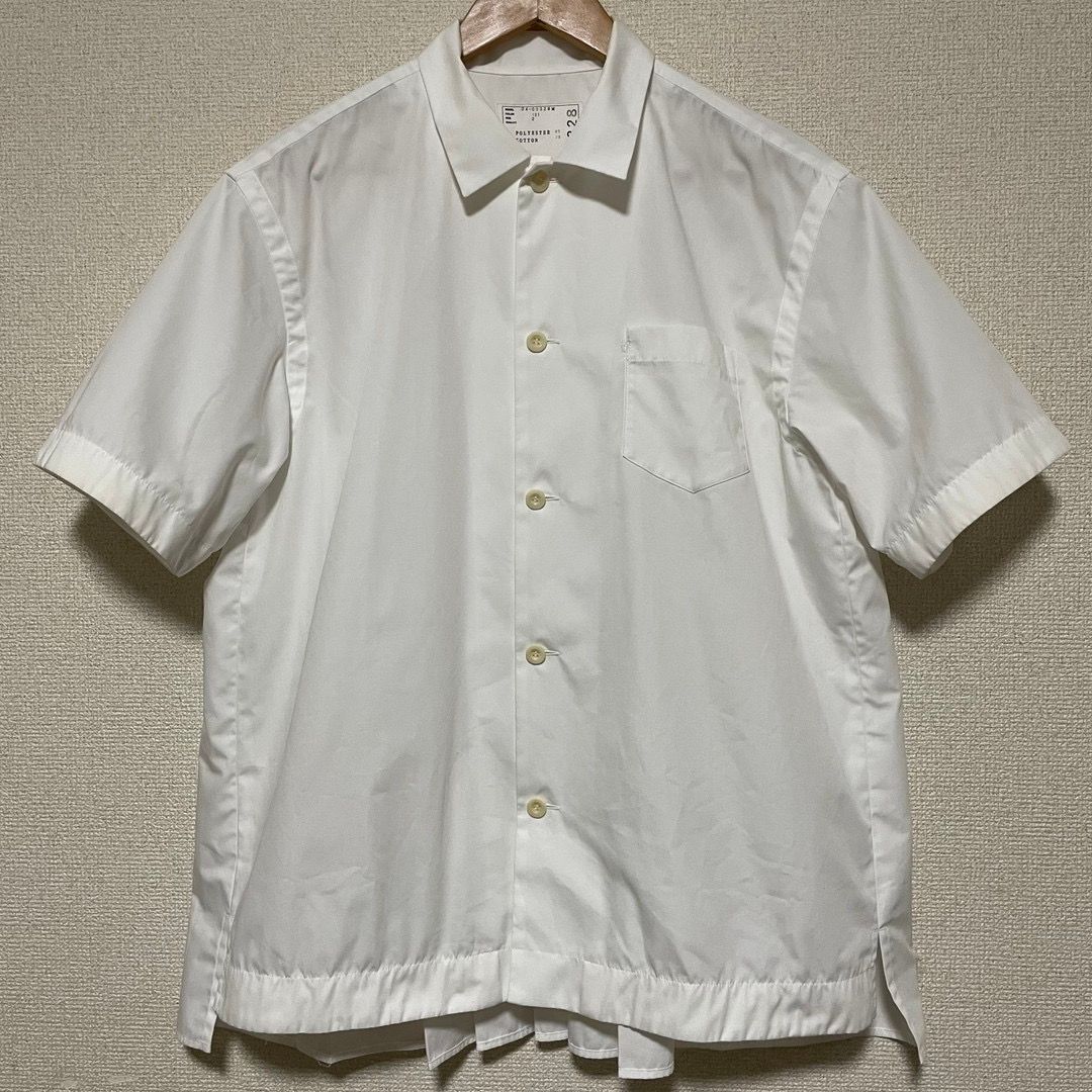 24SS sacai サカイ　プリーツ加工　半袖シャツ　サイズ2