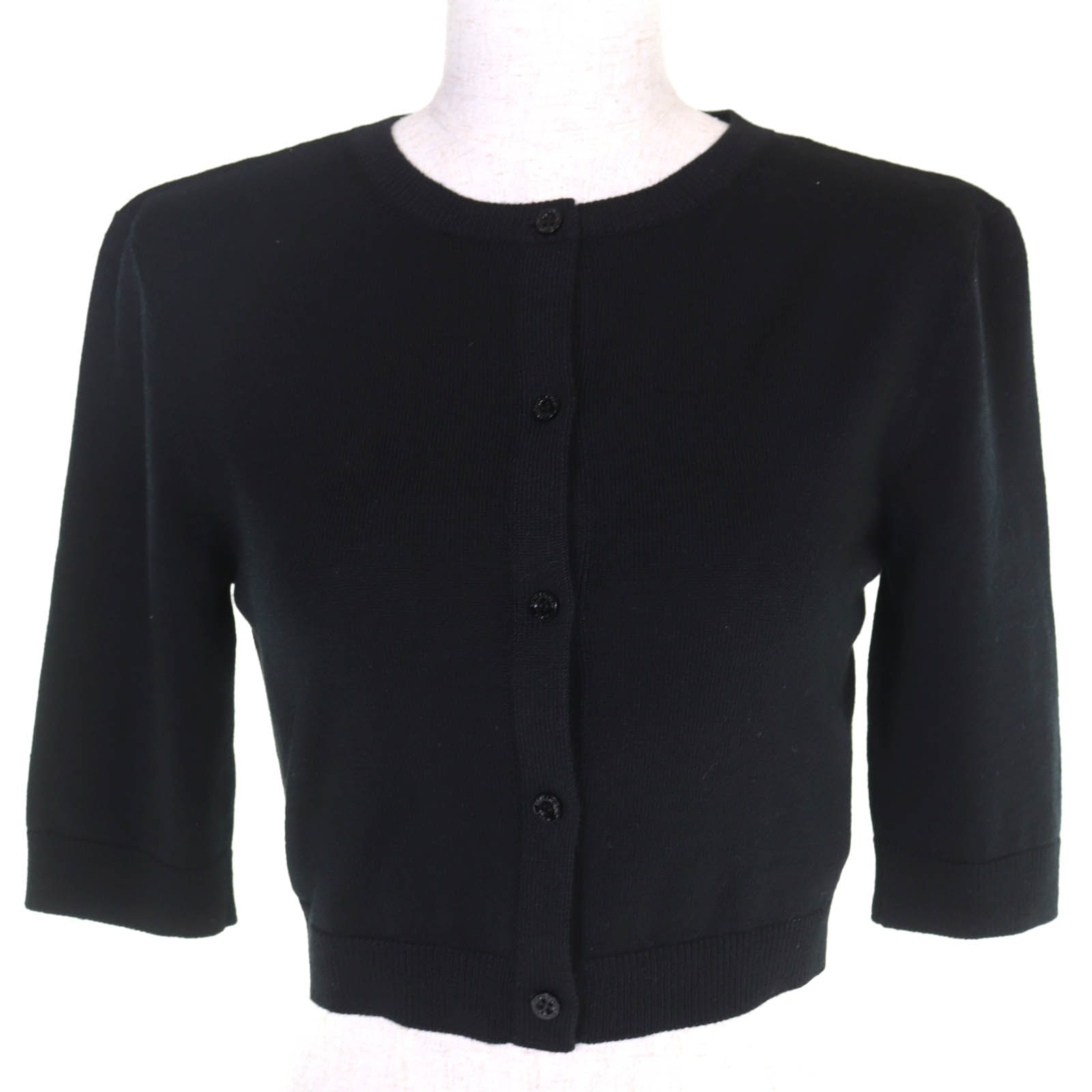 極美 サンローランパリ クロップド 五分袖 ニットカーディガン L 818026