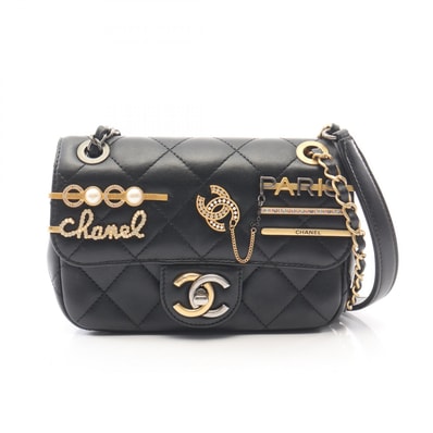 シャネル CHANEL マトラッセ コンビ金具 ショルダーバッグ バッグ ラムスキン(羊革) レディース ブラック系 AS2978 【中古】