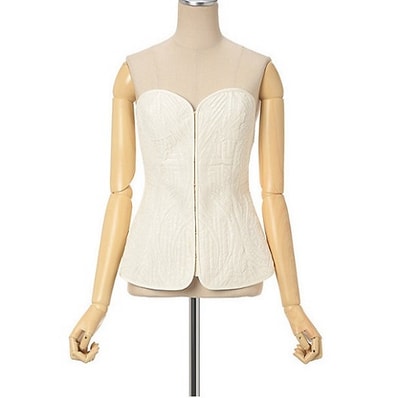 新品 Mame Kurogouchi マメクロゴウチ 23AW 日本製 Floral Quilted Silk Bustier フローラルキルティングシルクビスチェ MM23PF-SH721 2 ECRU ジレ ベスト 定価106,700円 トップス