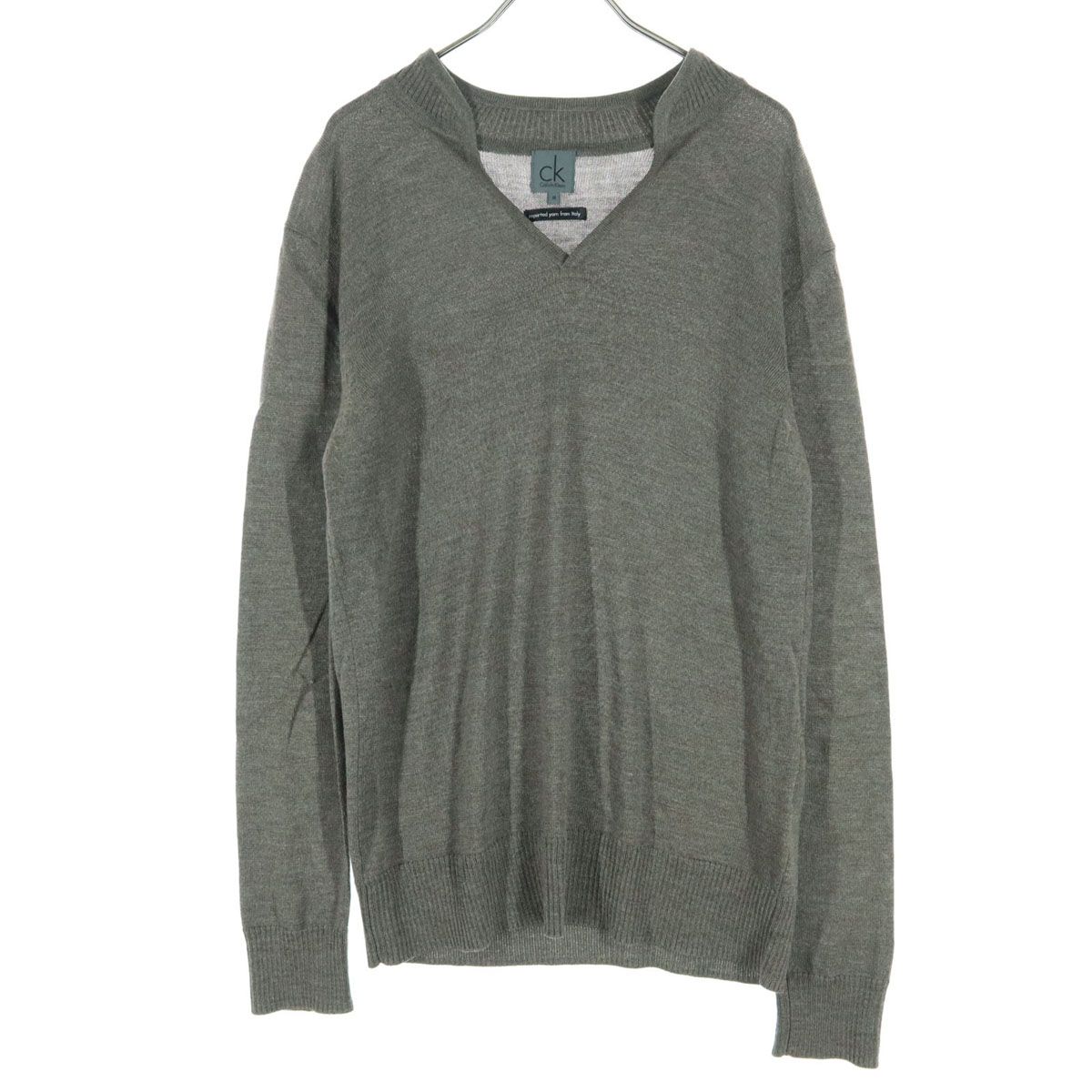 Calvin klein カルバンクライン ウールブレンド 長袖 Vネック セーター M ブラウン