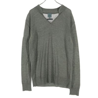 Calvin klein カルバンクライン ウールブレンド 長袖 Vネック セーター M ブラウン