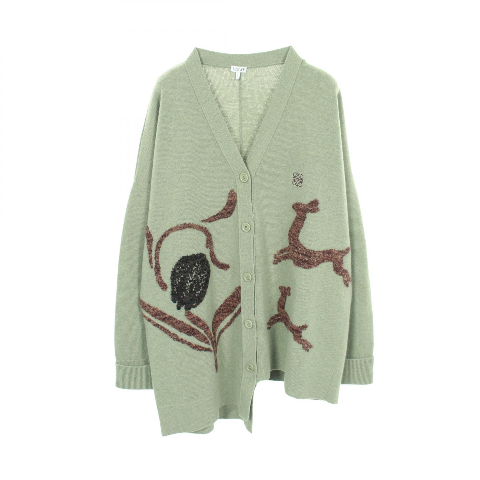 【美品】  LOEWE / ロエベ | ウール アシンメトリー カーディガン | XS | ブラック | レディース C (やや傷や汚れあり)】ロエベ LOEWE アシンメトリー バンビ ジャ
