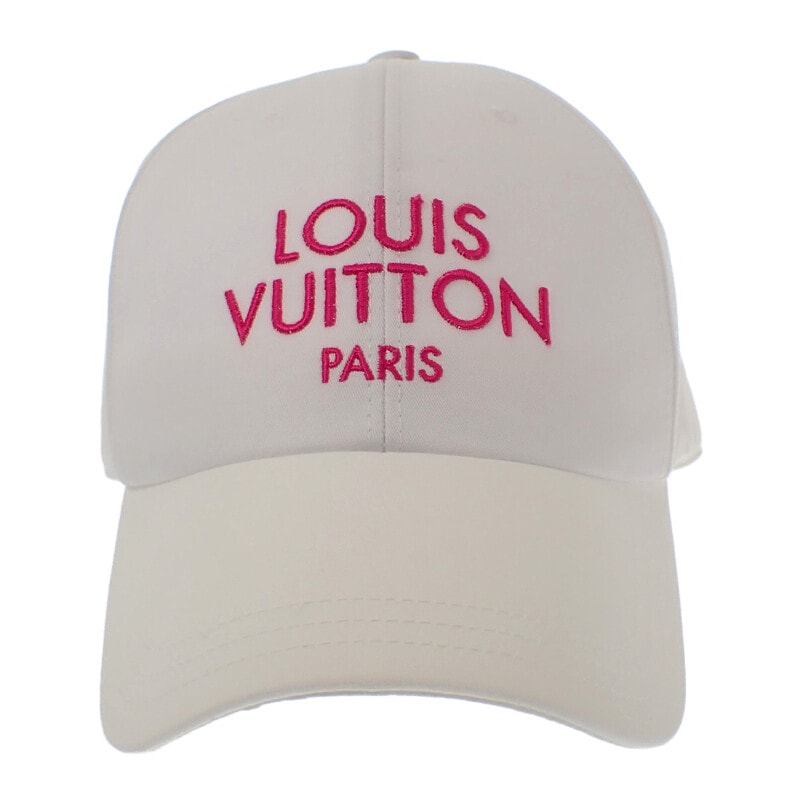 ルイヴィトン LOUIS VUITTON キャップ・マイLVパリ M M7592M キャップ コットン ホワイト ピンク ゴールド金具 レディース メンズ【中古】【Aランク】