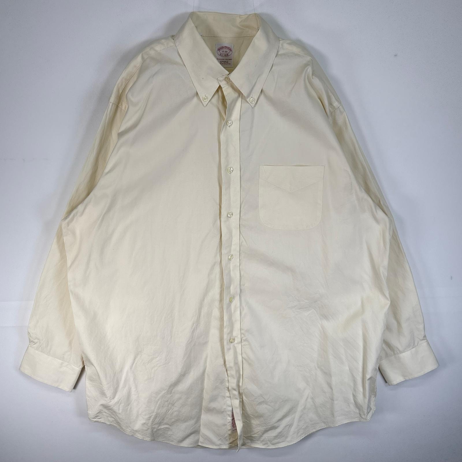 古着 ブルックスブラザーズ Brooks Brothers 長袖シャツ ボタンダウン 胸ポケ REGULAR FIT XL  イエロー系 無地 メンズ
