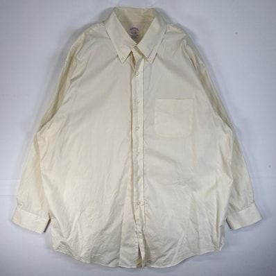 古着 ブルックスブラザーズ Brooks Brothers 長袖シャツ ボタンダウン 胸ポケ REGULAR FIT XL イエロー系 無地 メンズ
