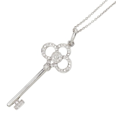 ティファニー クラウン キー ペンダント ネックレス K18WG ホワイトゴールド 750 ダイヤ レディース TIFFANY&Co. 中古