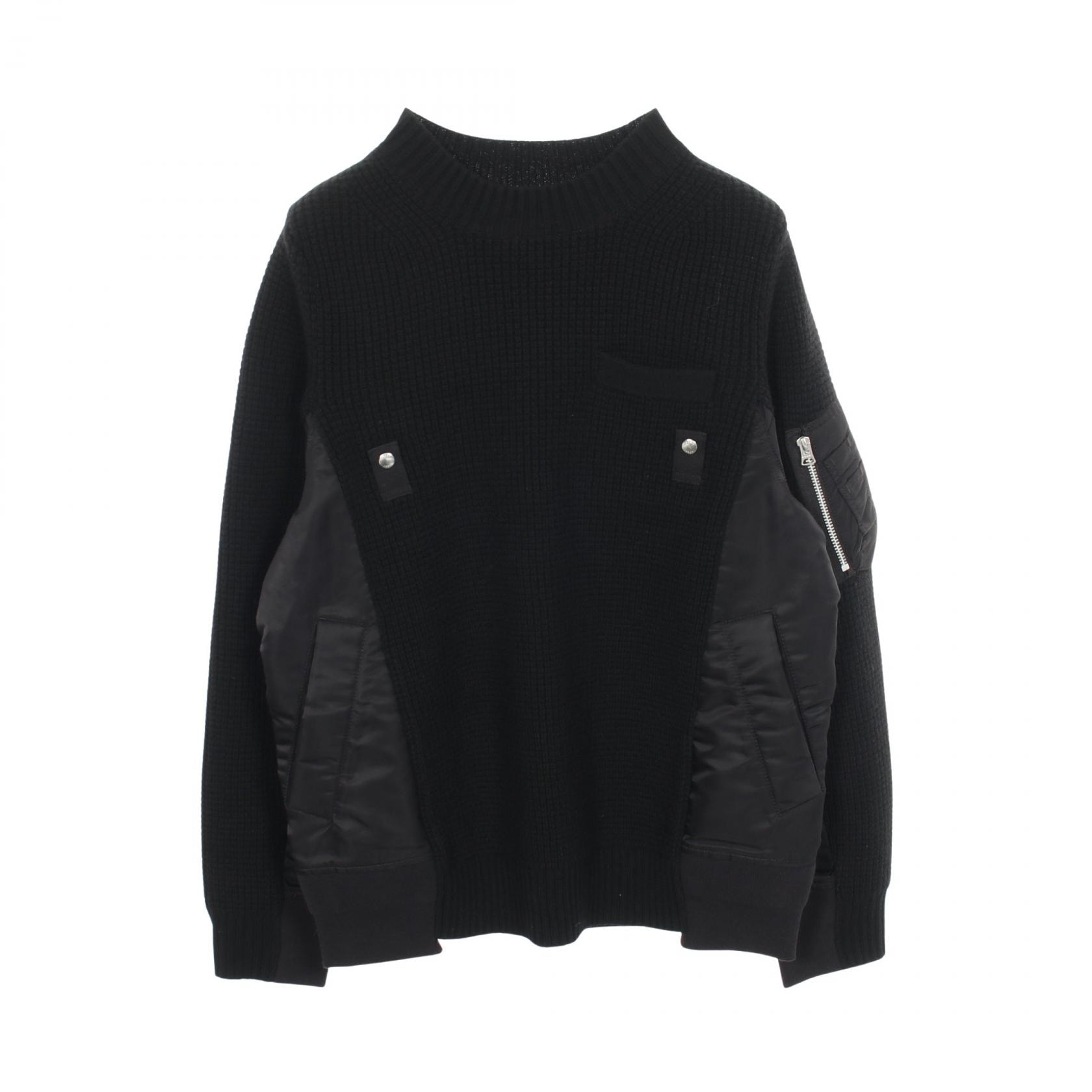 サカイ Sacai 切替 ニット 衣料品 トップス ウール ナイロン メンズ ブラック系 SCM-083 【中古】